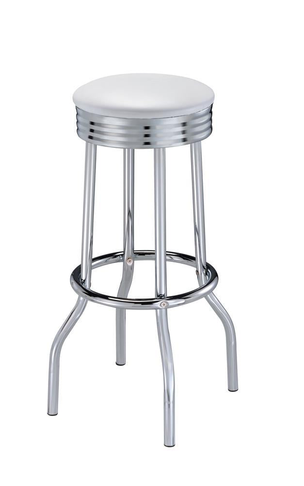 Theodore Upholstered Top Bar Stools White and Chrome (Set of 2) - Barstool - Half Price Furniture