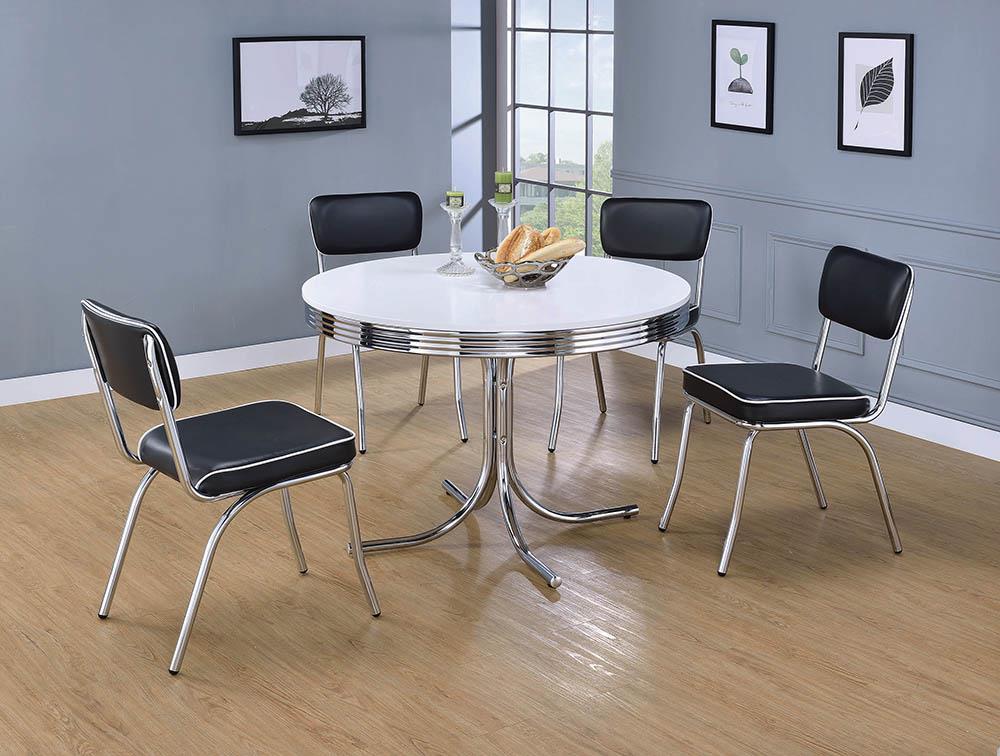 Retro Open Back Side Chairs Black and Chrome (Set of 2) - Half Price Furniture