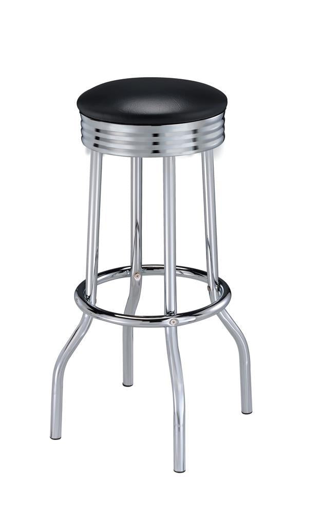 Theodore Upholstered Top Bar Stools Black and Chrome (Set of 2) - Half Price Furniture