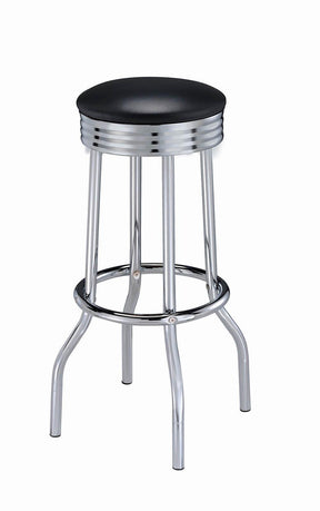 Theodore Upholstered Top Bar Stools Black and Chrome (Set of 2) Theodore Upholstered Top Bar Stools Black and Chrome (Set of 2) Half Price Furniture