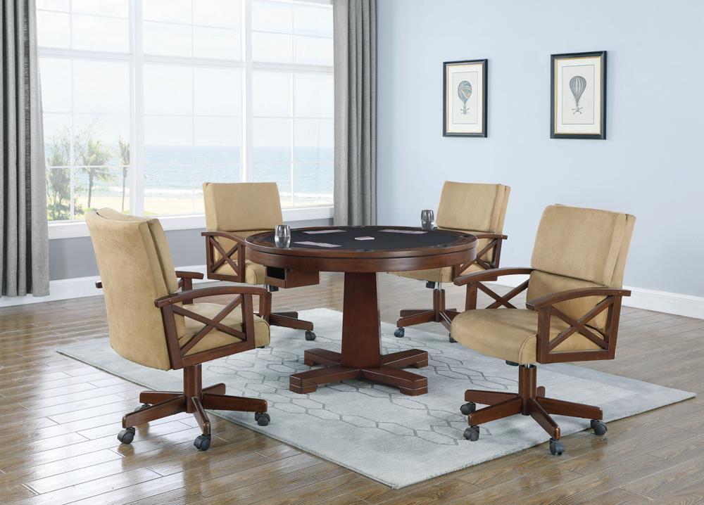 Marietta Round Wooden Game Table Tobacco - Gaming Table - Half Price Furniture