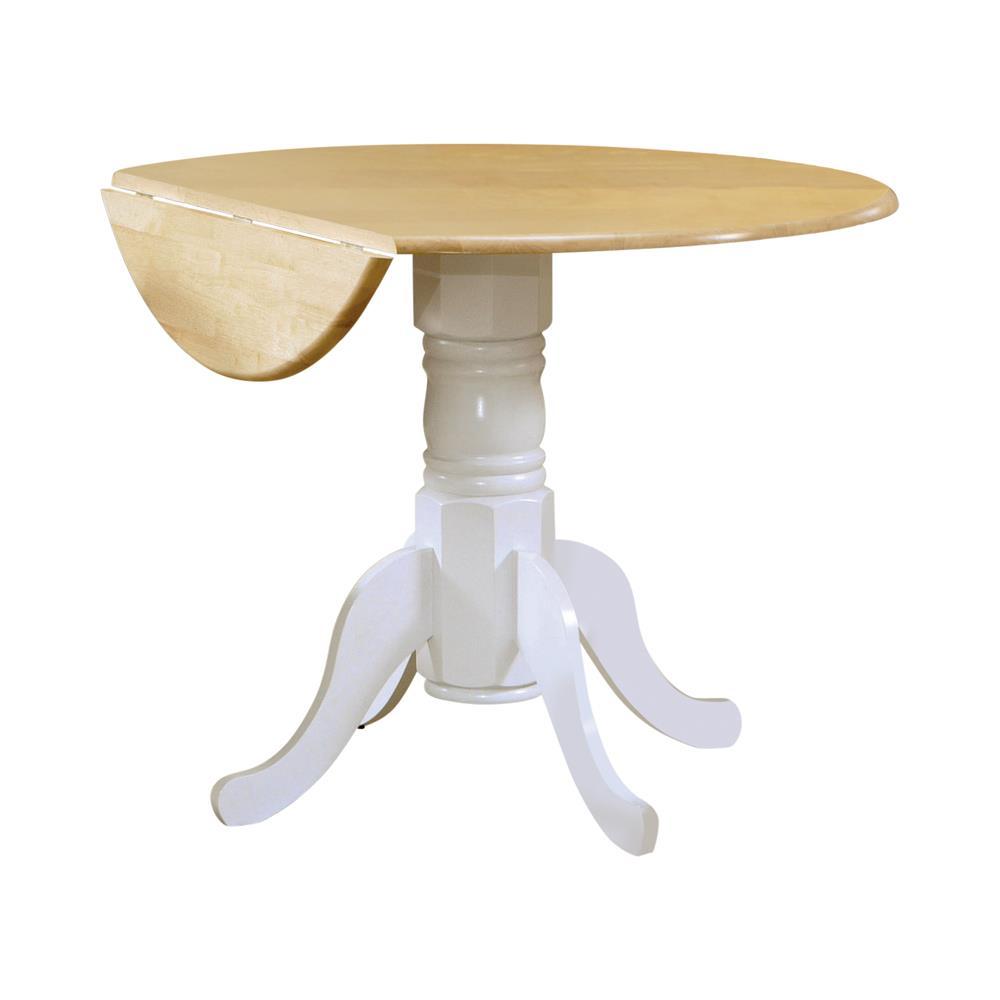 Allison Drop Leaf Round Dining Table Natural Brown and White - Dining Table - Half Price Furniture