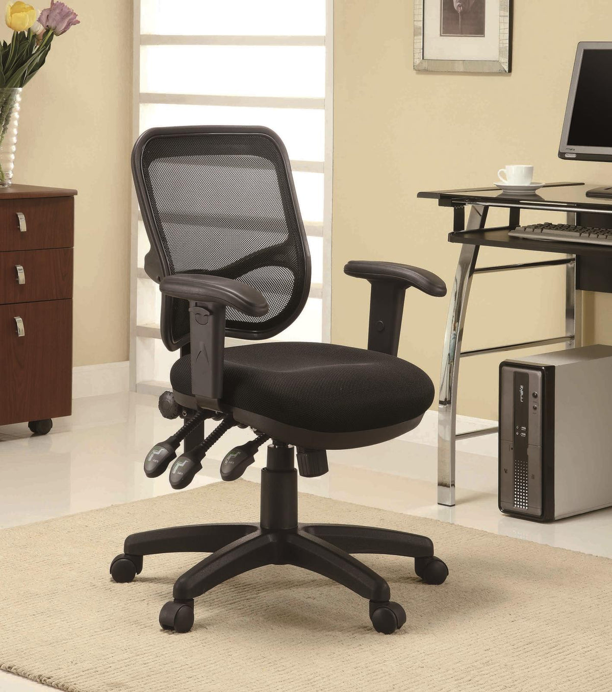 Rollo Adjustable Height Office Chair Black  Las Vegas Furniture Stores