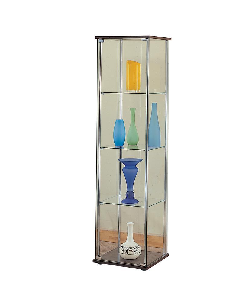 Bellatrix Rectangular 4-shelf Curio Cabinet Cappuccino and Clear - Half Price Furniture