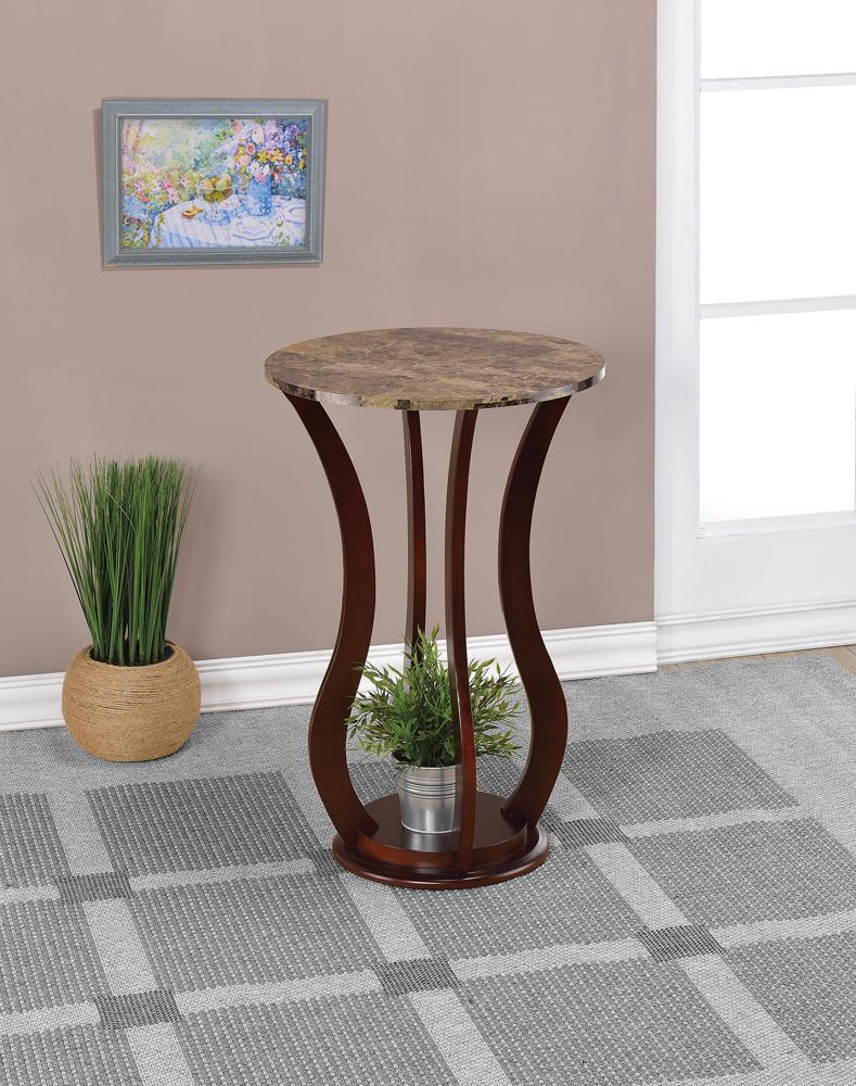 Elton Round Marble Top Accent Table Brown - End Table - Half Price Furniture