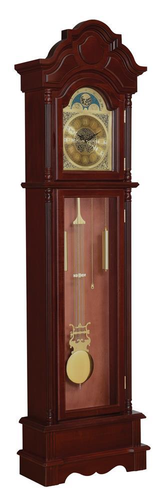 Diggory Grandfather Clock Brown Red and Clear - Clock - Half Price Furniture
