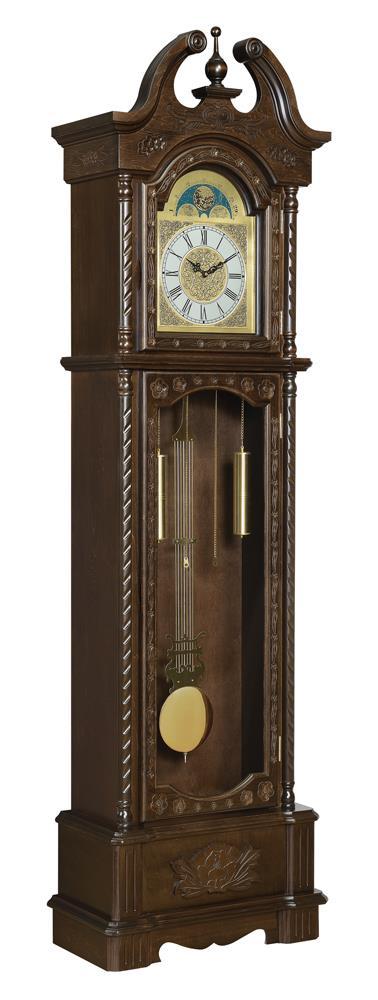 Cedric Grandfather Clock with Chime Golden Brown  Las Vegas Furniture Stores