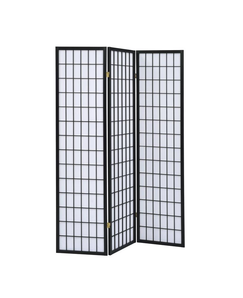 Carrie 3-panel Folding Screen Black and White  Las Vegas Furniture Stores