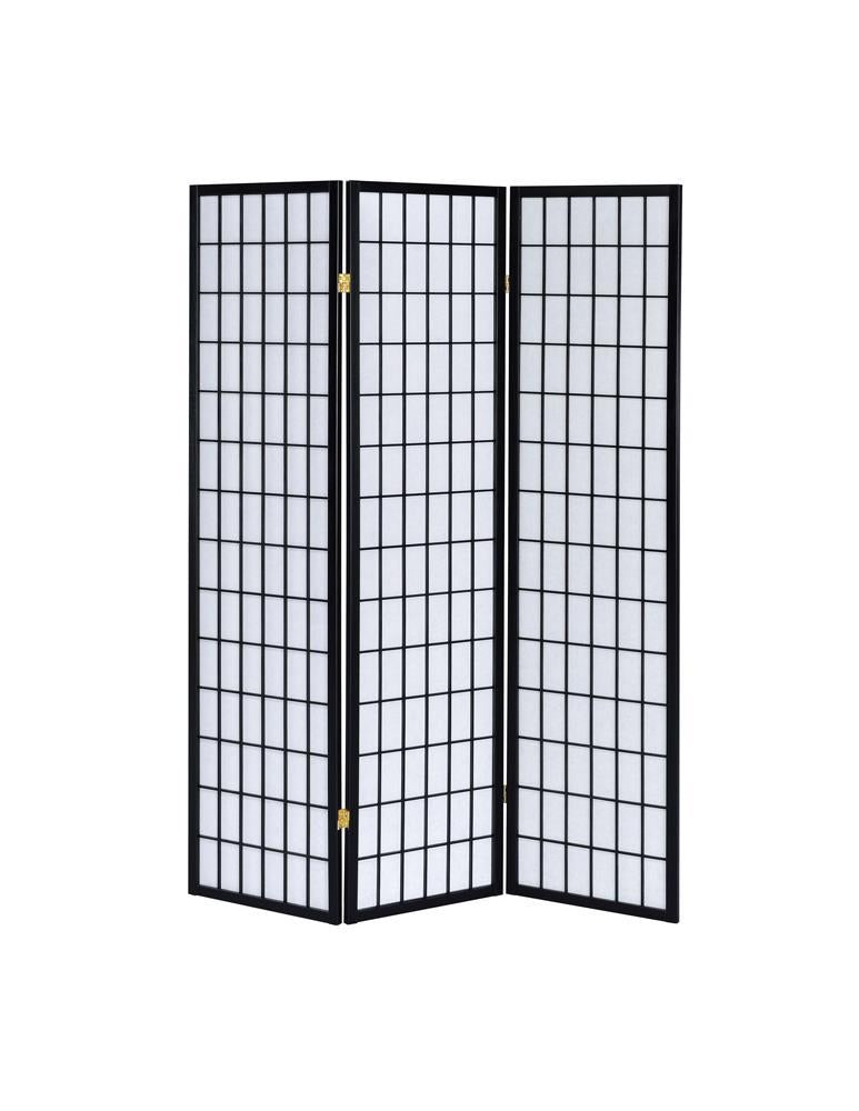 Carrie 3-panel Folding Screen Black and White Carrie 3-panel Folding Screen Black and White Half Price Furniture