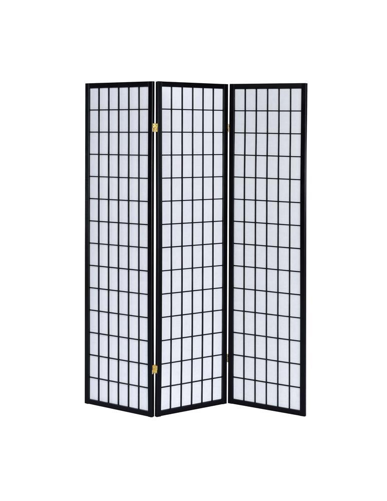Carrie 3-panel Folding Screen Black and White - Room Divider - Half Price Furniture