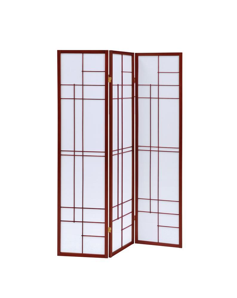 Katerina 3-panel Folding Floor Screen White and Cherry - Room Divider - Half Price Furniture