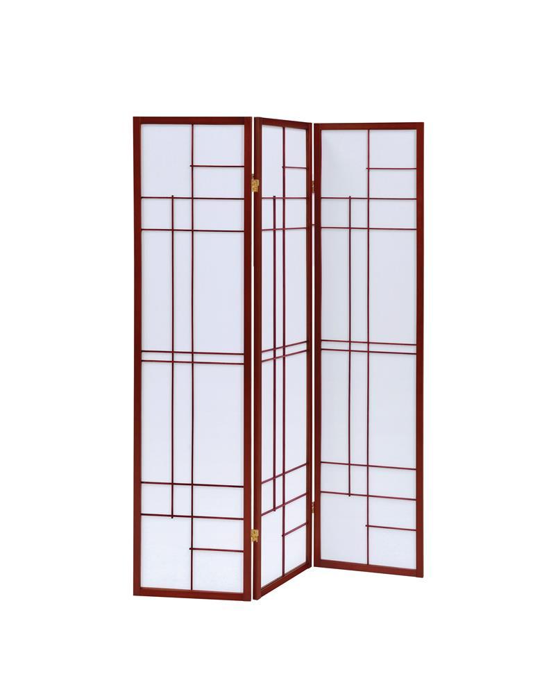 Katerina 3-panel Folding Floor Screen White and Cherry - Half Price Furniture