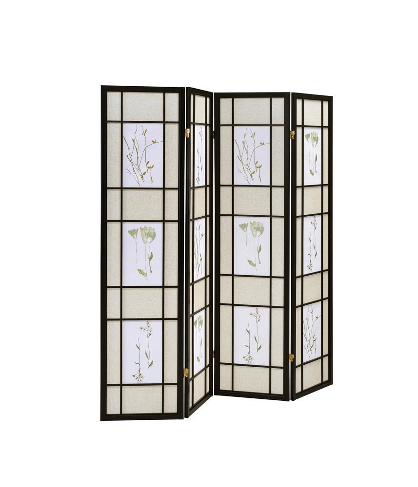Catabella 4-panel Floral Print Folding Screen Multi-color - Room Divider - Half Price Furniture