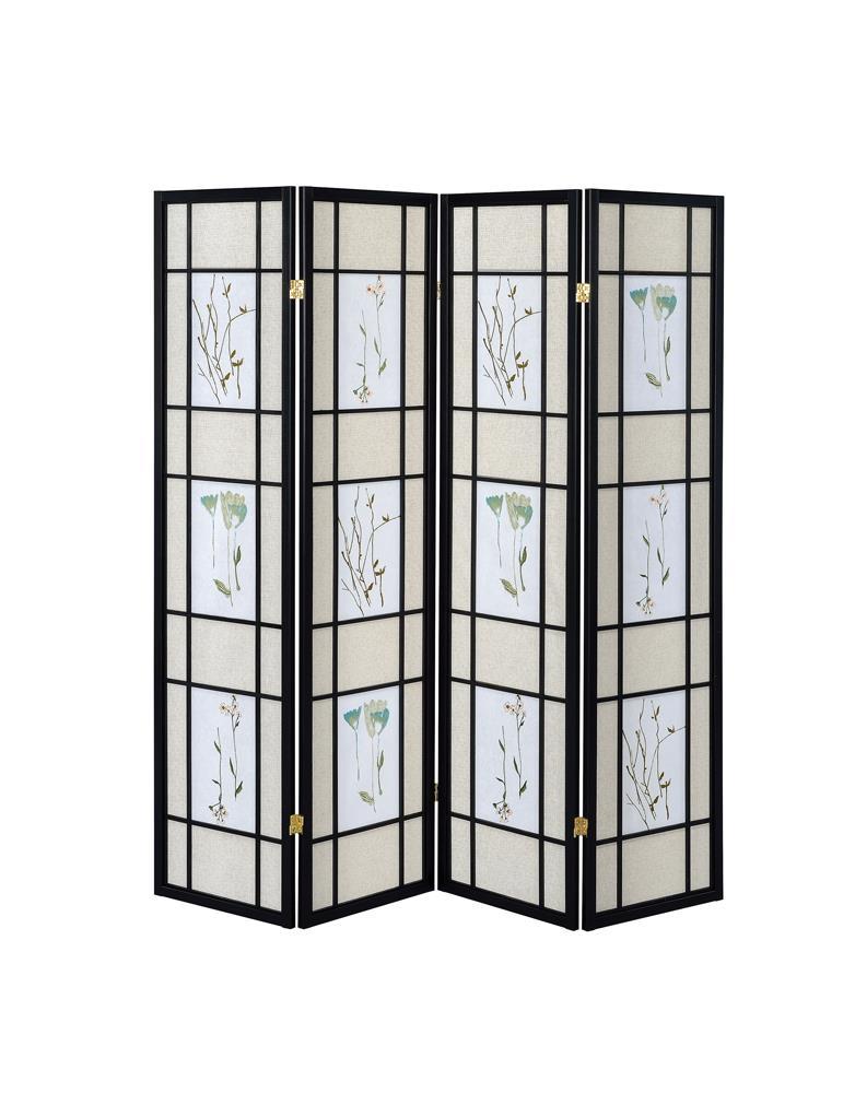 Catabella 4-panel Floral Print Folding Screen Multi-color - Room Divider - Half Price Furniture