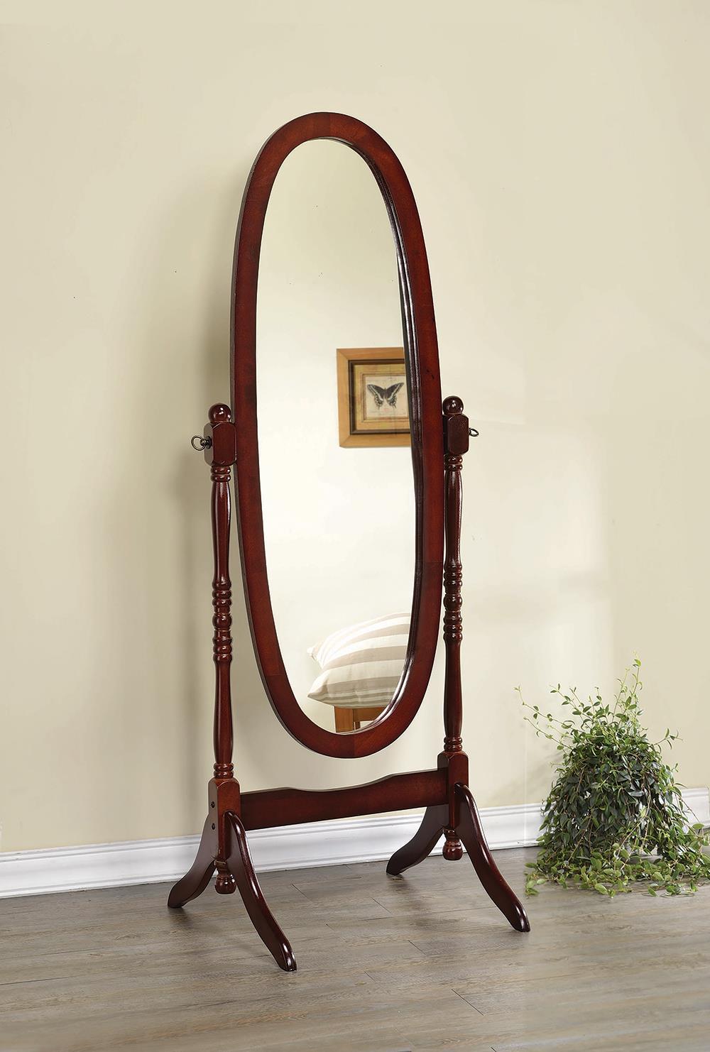 Foyet Oval Cheval Mirror Merlot - Half Price Furniture
