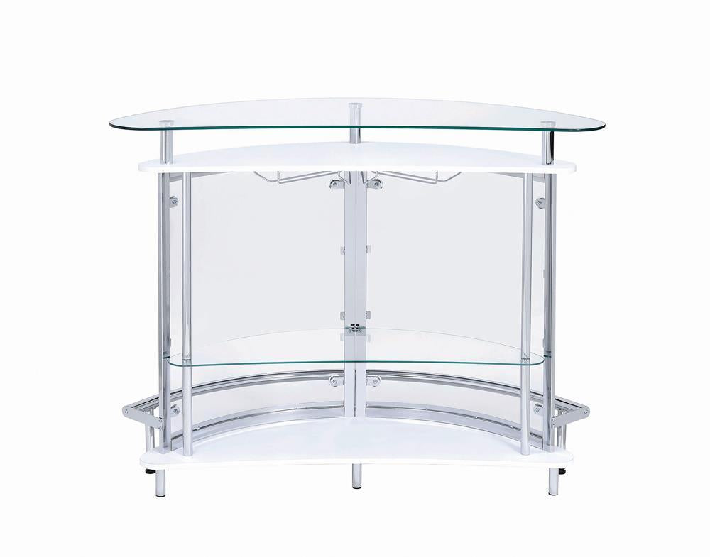 Amarillo 2-tier Bar Unit White and Chrome - Bar - Half Price Furniture