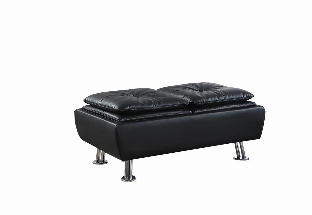 Dilleston Contemporary Black Ottoman - Half Price Furniture