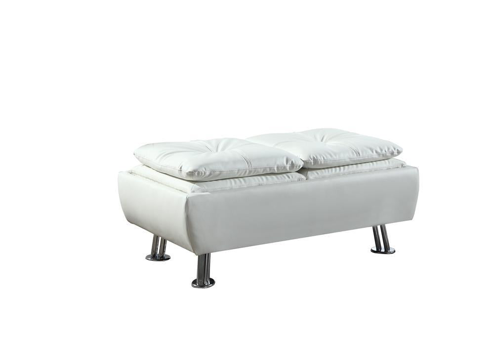 Dilleston Contemporary White Ottoman - Half Price Furniture