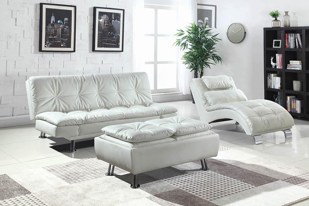 Dilleston Upholstered Chaise White Half Price Furniture