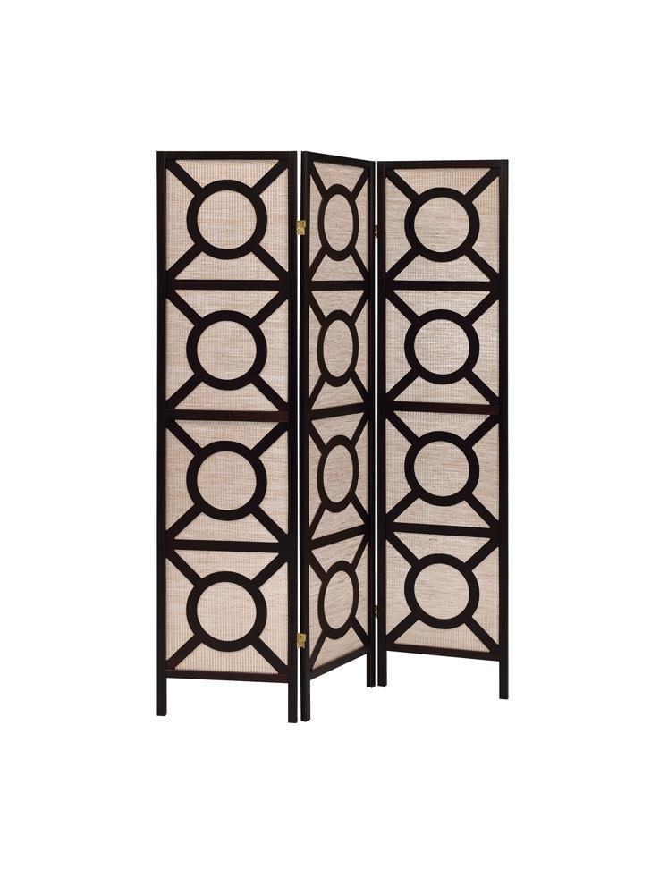 Vulcan 3-panel Geometric Folding Screen Tan and Cappuccino - Room Divider - Half Price Furniture