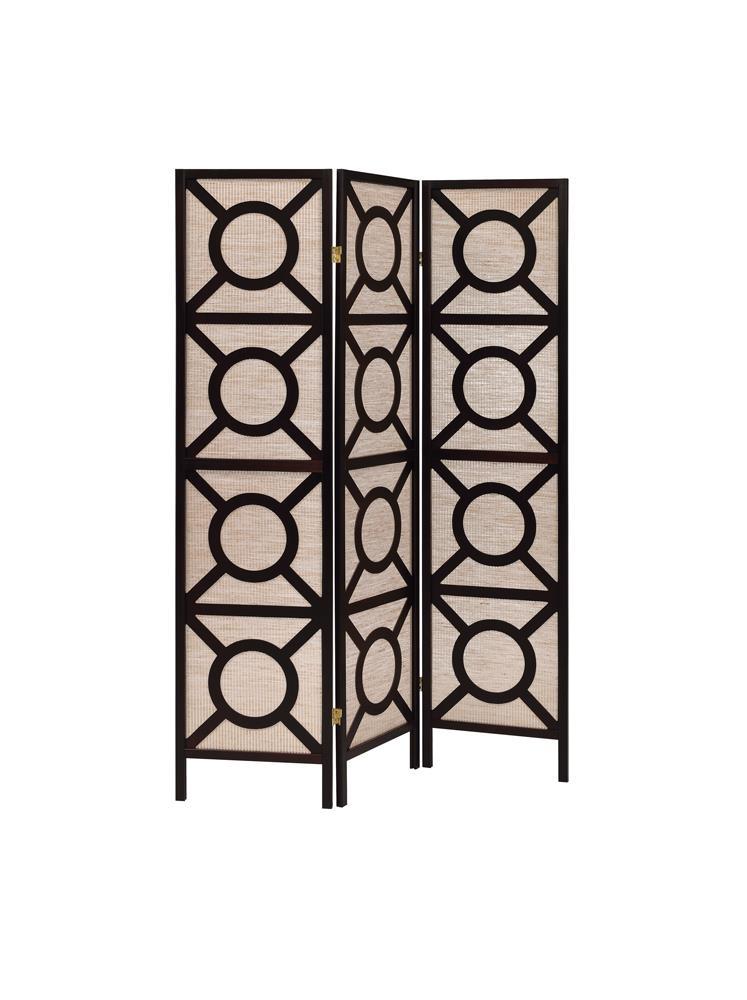Vulcan 3-panel Geometric Folding Screen Tan and Cappuccino - Half Price Furniture