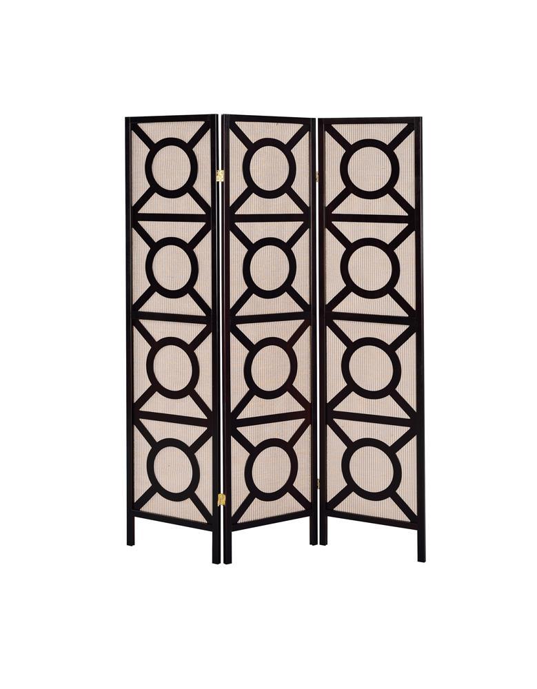 Vulcan 3-panel Geometric Folding Screen Tan and Cappuccino - Half Price Furniture