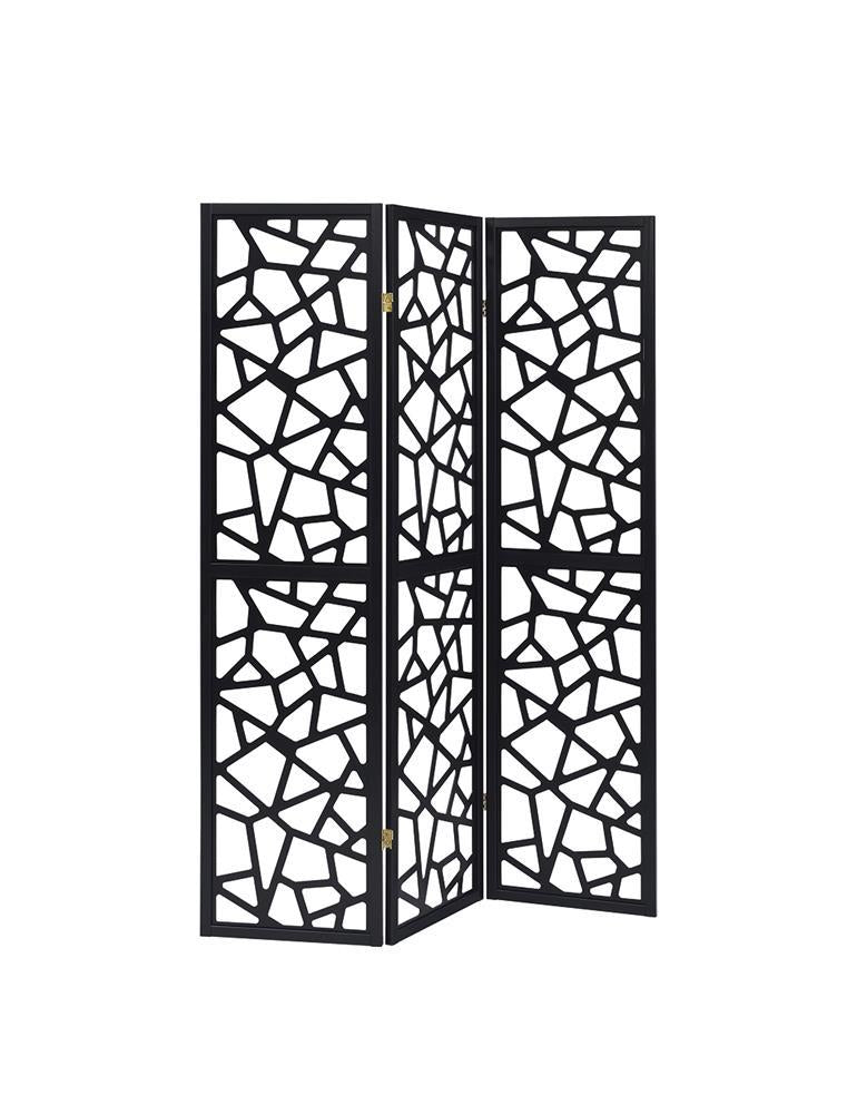 Nailan 3-panel Open Mosaic Pattern Room Divider Black - Room Divider - Half Price Furniture