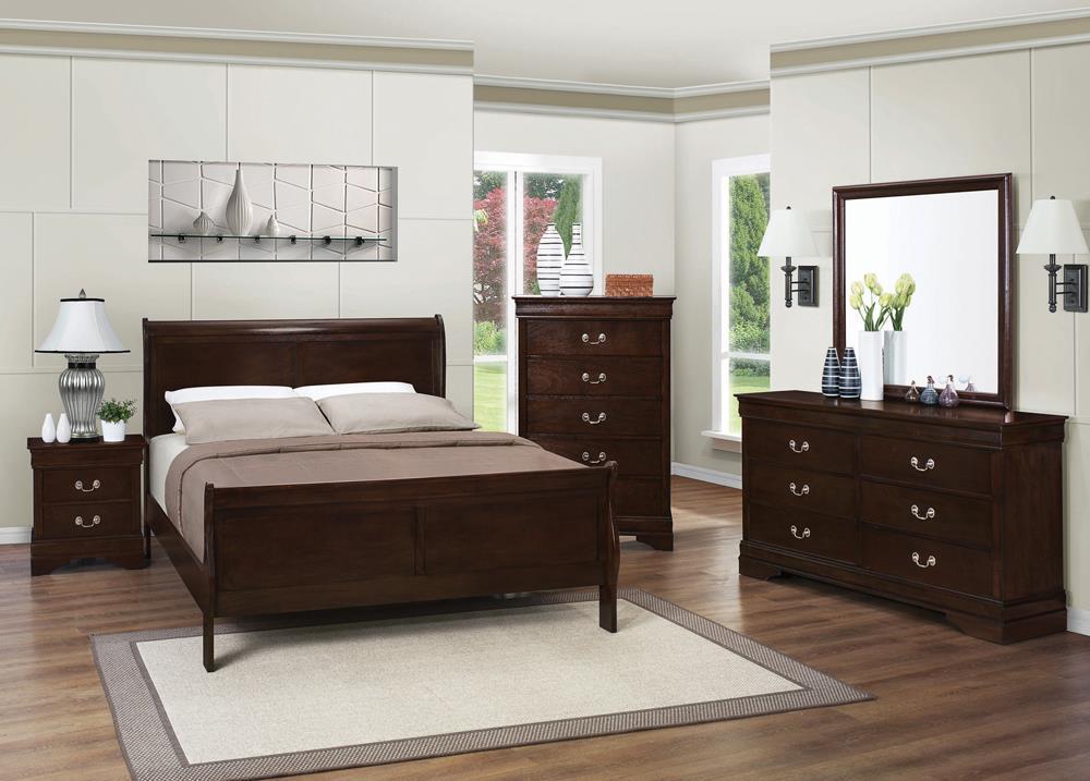 Louis Philippe Queen Panel Sleigh Bed Cappuccino - Half Price Furniture