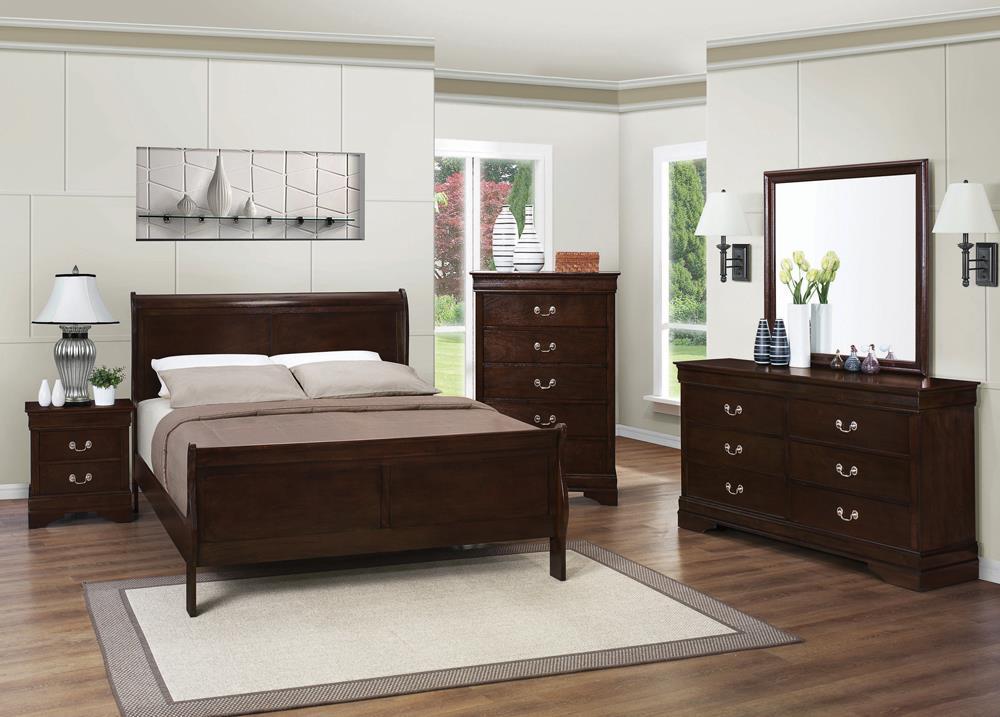 Louis Philippe Full Panel Sleigh Bed Cappuccino - Bed - Half Price Furniture