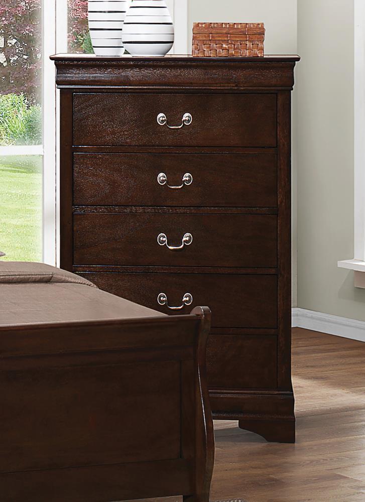 Louis Philippe 5-drawer Chest with Silver Bails Cappuccino Louis Philippe 5-drawer Chest with Silver Bails Cappuccino Half Price Furniture