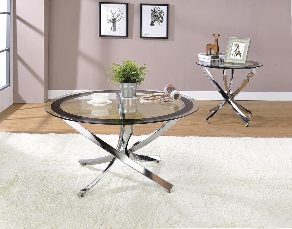 Brooke Glass Top Coffee Table Chrome and Black - Half Price Furniture