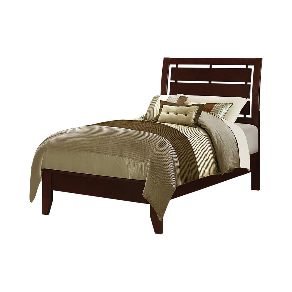 Serenity Twin Panel Bed with Cut-out Headboard Rich Merlot Serenity Twin Panel Bed with Cut-out Headboard Rich Merlot Half Price Furniture