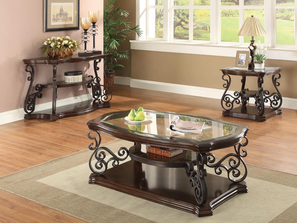 Laney Coffee Table Deep Merlot and Clear - Coffee Table - Half Price Furniture