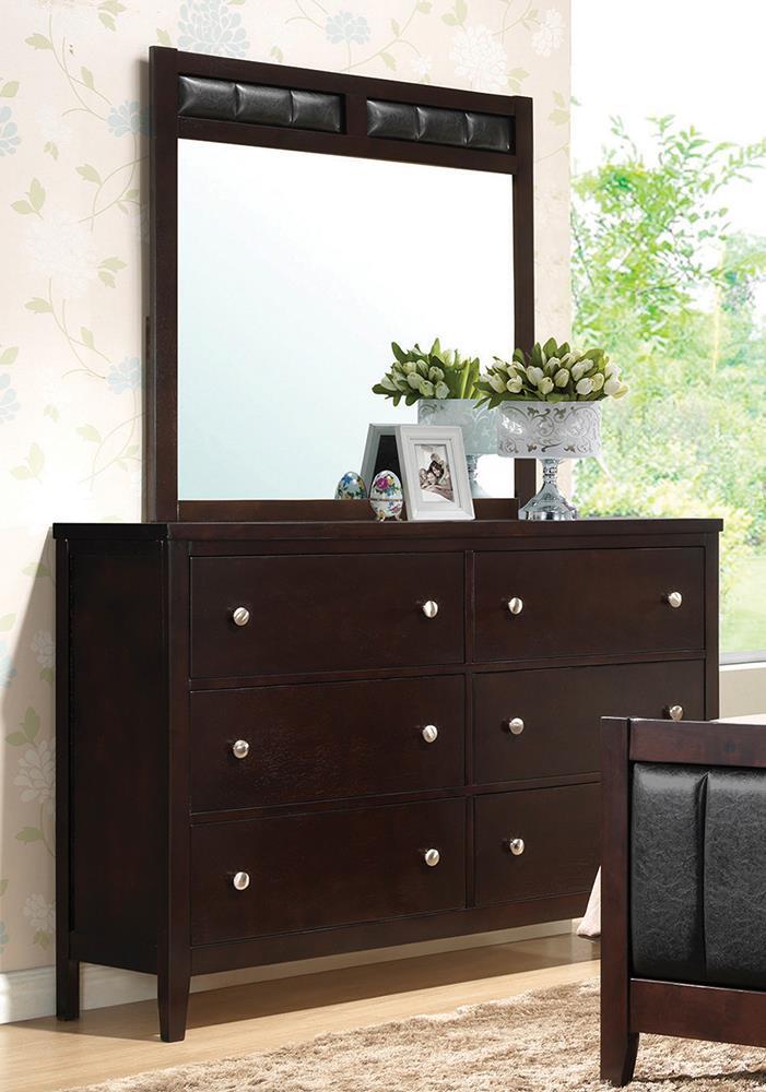 Carlton Upholstered Rectangular Dresser Mirror Cappuccino - Mirror - Half Price Furniture