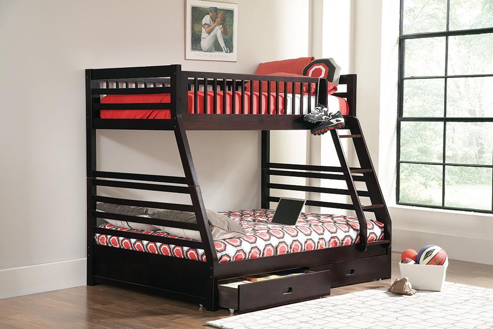 Ashton Twin Over Full 2-drawer Bunk Bed Cappuccino  Las Vegas Furniture Stores