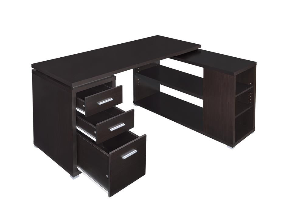 Yvette L-shape Office Desk Cappuccino - Desk - Half Price Furniture