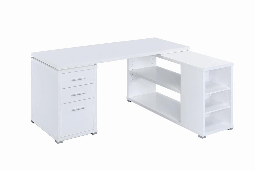 Yvette L-shape Office Desk White - Desk - Half Price Furniture