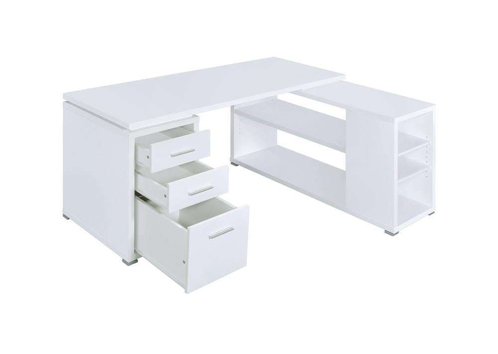 Yvette L-shape Office Desk White - Desk - Half Price Furniture