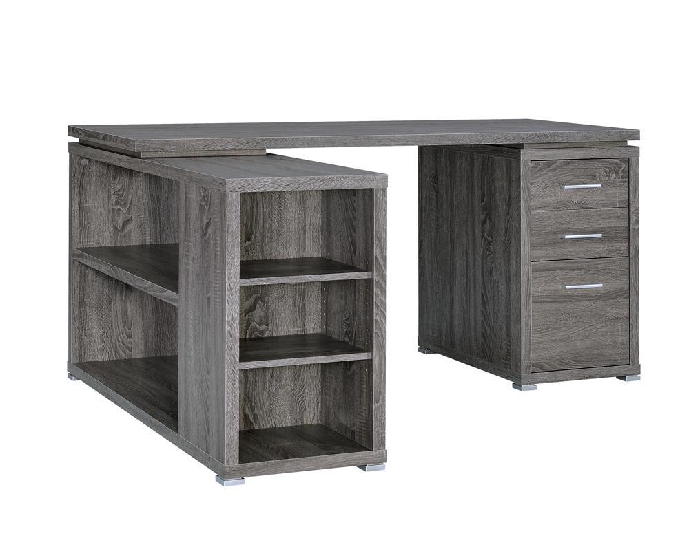 Yvette L-shape Office Desk Weathered Grey - Desk - Half Price Furniture