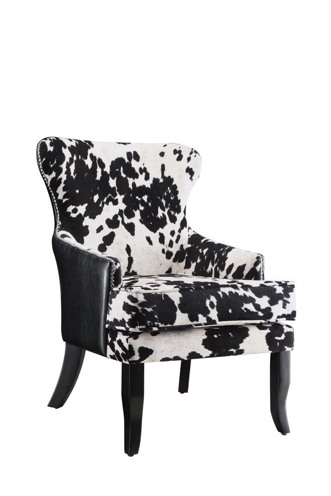 Trea Cowhide Print Accent Chair Black and White Half Price Furniture