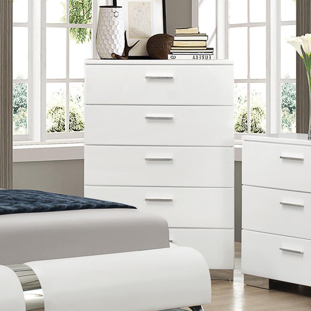 Felicity 5-drawer Chest Glossy White  Las Vegas Furniture Stores