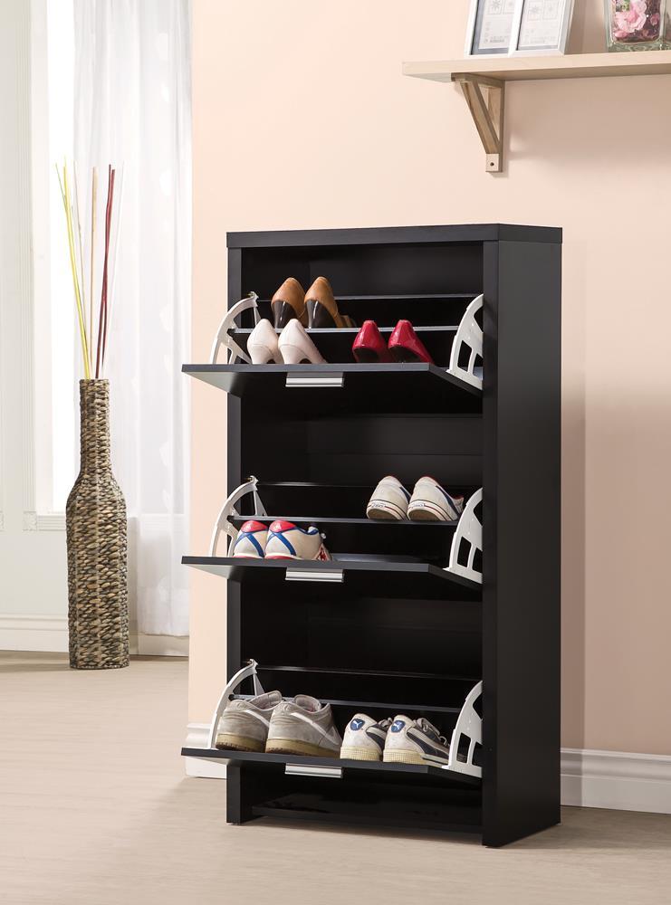 Vivian 3-drawer Shoe Cabinet Black - Accent Cabinet - Half Price Furniture