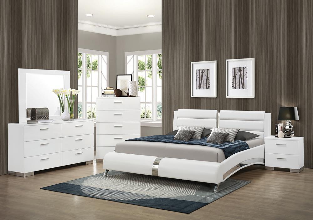 Jeremaine Eastern King Upholstered Bed White - Bed - Half Price Furniture