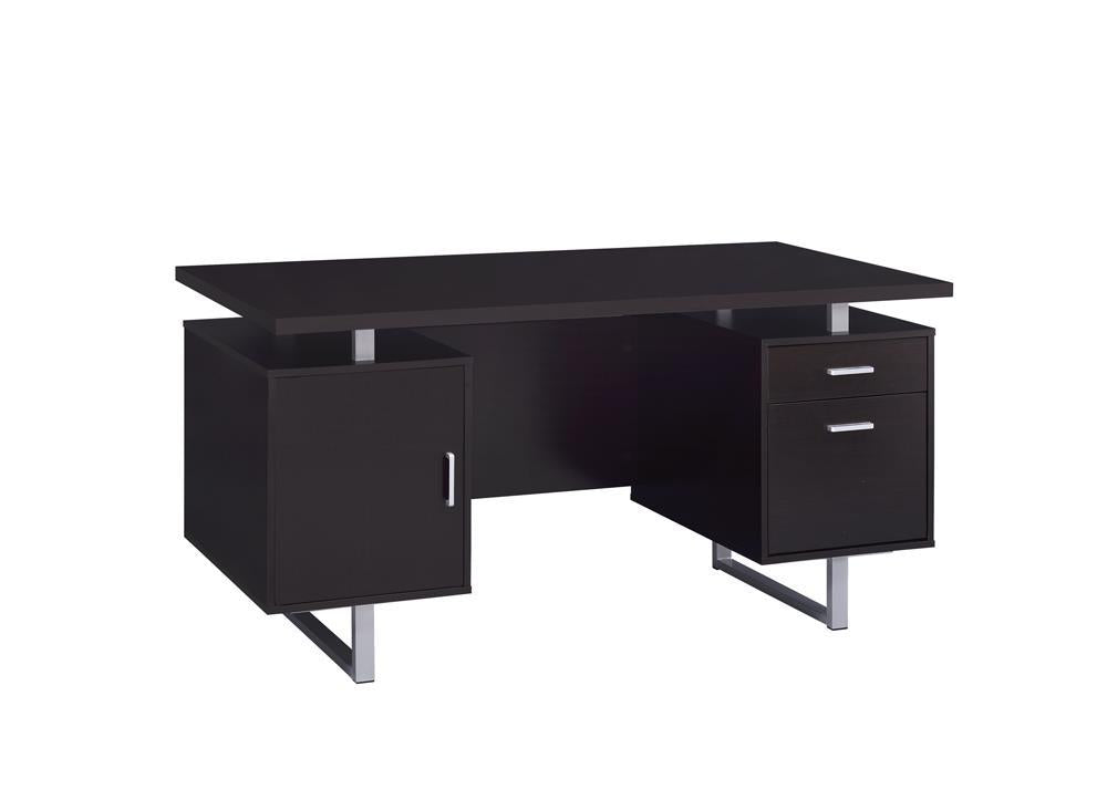 Lawtey Rectangular Storage Office Desk Cappuccino - Half Price Furniture