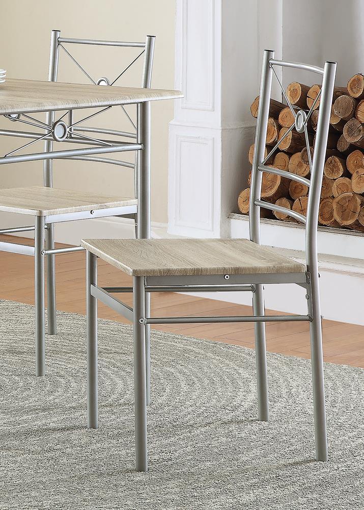 Anna Fontana 5-piece Rectangular Dining Set Brushed Silver - Dining Room Set - Half Price Furniture