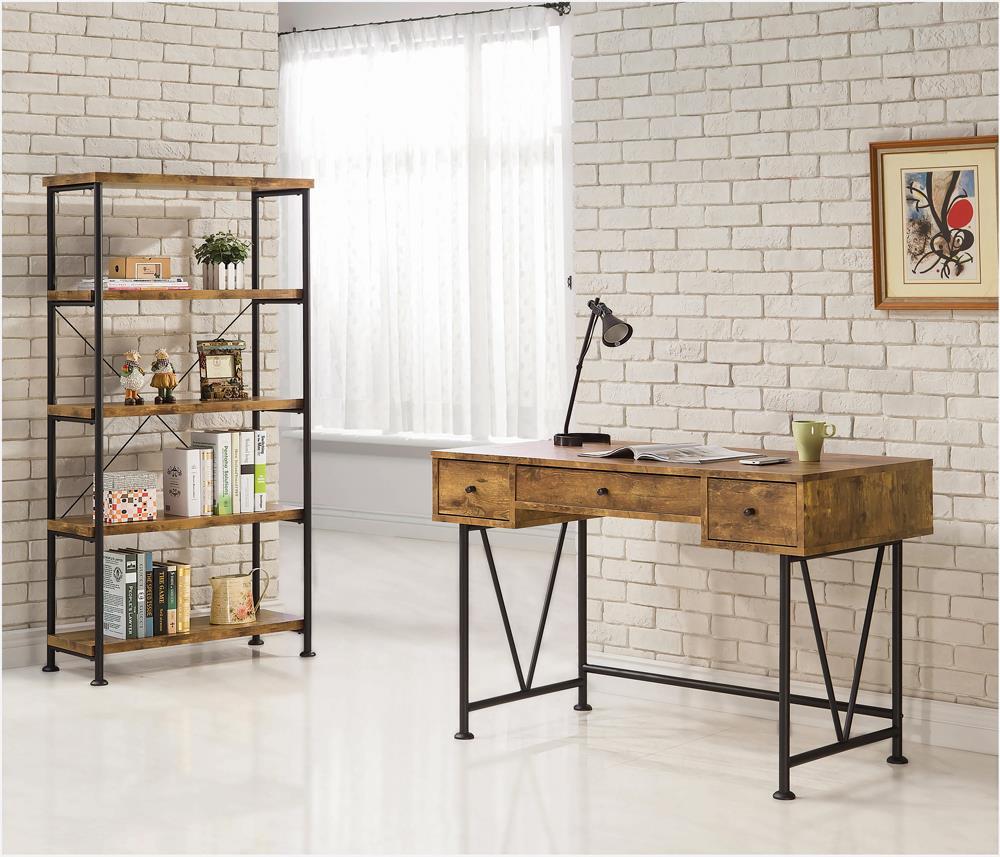 Analiese 3-drawer Writing Desk Antique Nutmeg and Black - Desk - Half Price Furniture