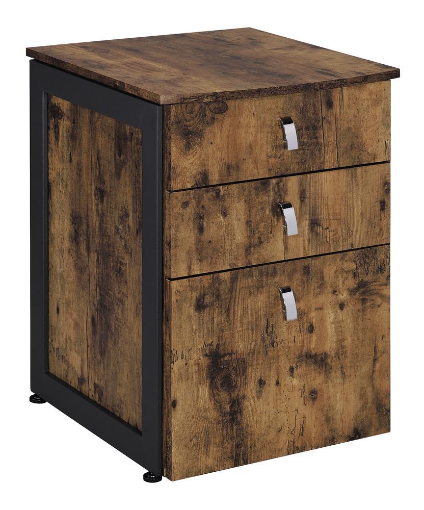 Estrella 3-drawer File Cabinet Antique Nutmeg and Gunmetal - File Cabinet - Half Price Furniture