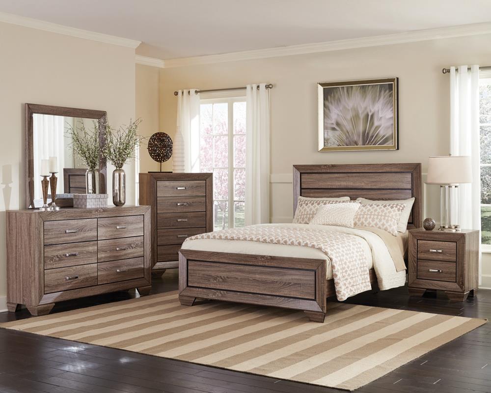 Kauffman California King Panel Bed Washed Taupe - Bed - Half Price Furniture