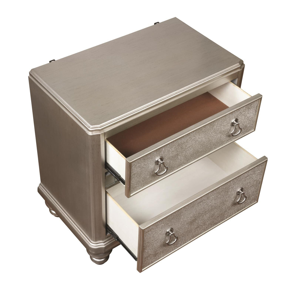 Bling Game 2-drawer Nightstand Metallic Platinum Bling Game 2-drawer Nightstand Metallic Platinum Half Price Furniture
