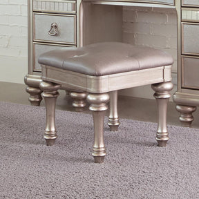 Bling Game Upholstered Vanity Stool Metallic Platinum  Las Vegas Furniture Stores